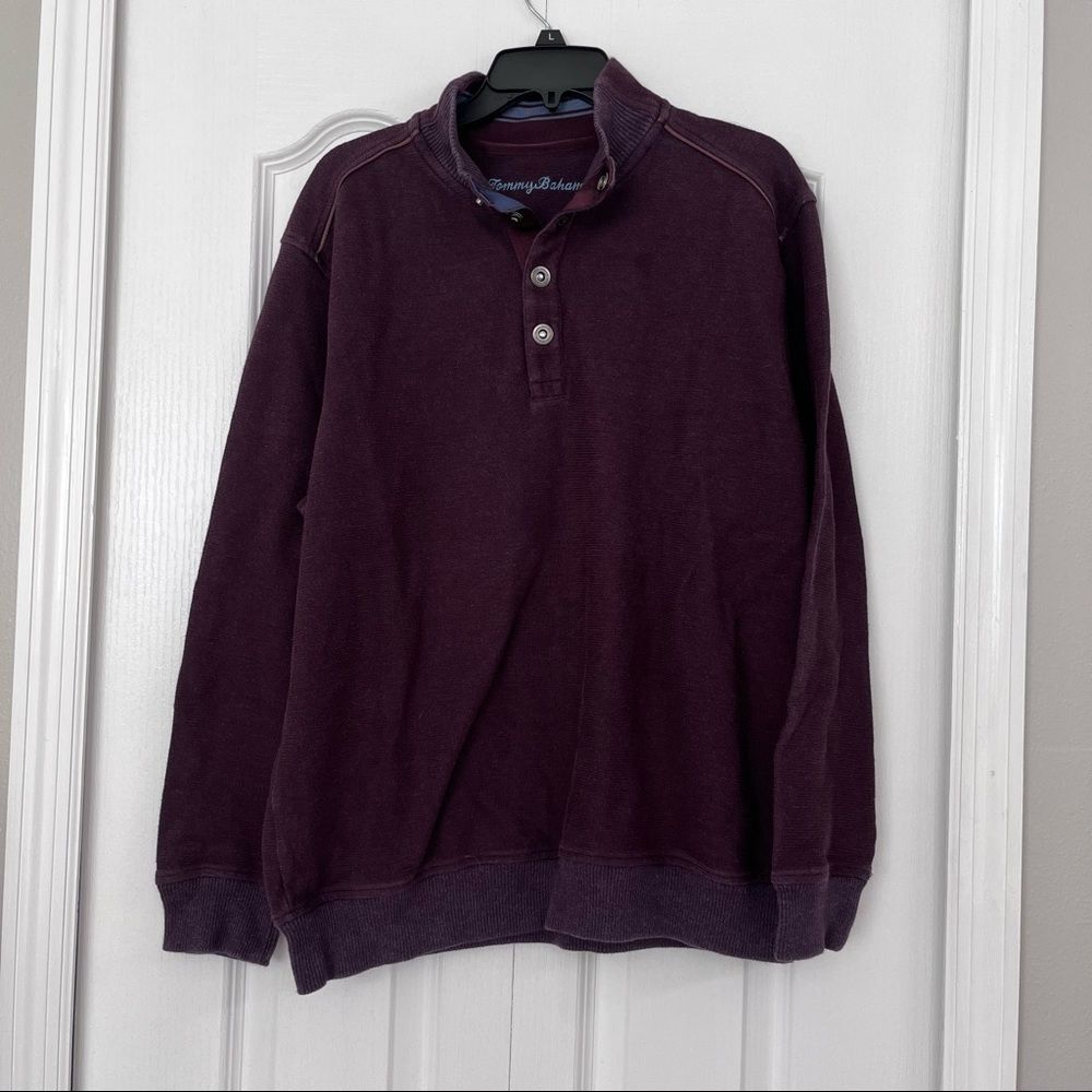 Tommy Bahama mens 1/4 snap pullover sweater burgundy large